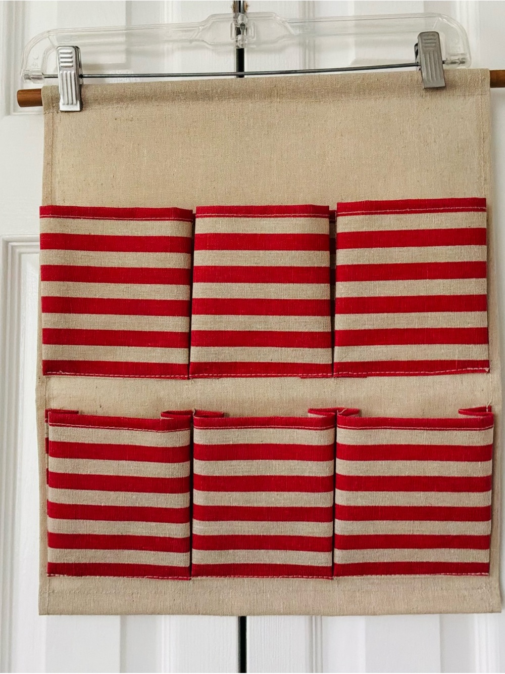 6 Pockets Cotton Linen Fabric Wall Door Hanging Bag Organizer Storage Pouch.